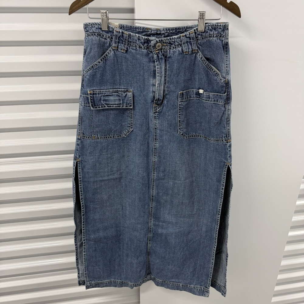 Lucky Brand Denim Skirt USA Made Womens 10/30 31 Waist 37 Length Carpenter Y2K